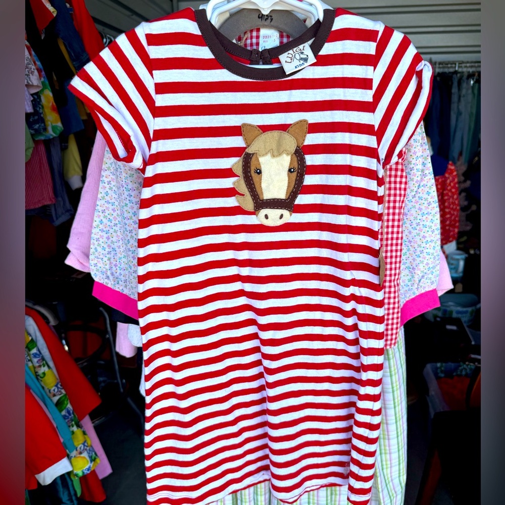 Luigi Kids Striped Horse Girls Dress